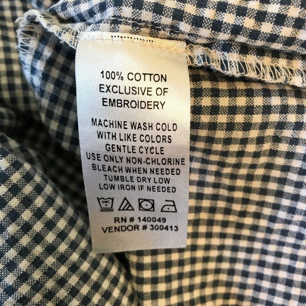 Chadwicks Womens Blue White Checked Embroidered Balloon Long Sleeve Tunic L - Picture 8 of 10